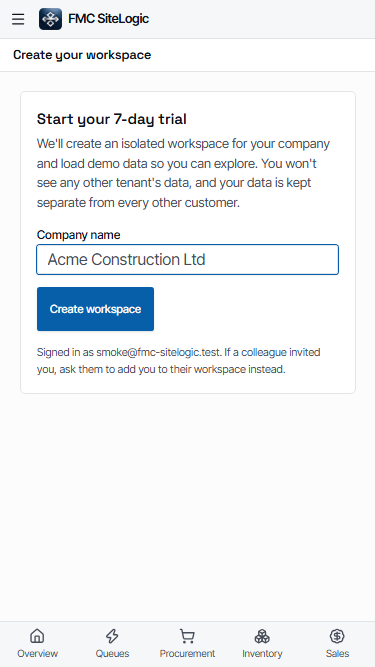FMC SiteLogic mobile inventory view